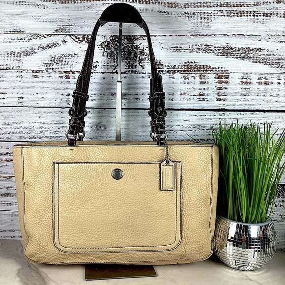 COACH CHELSEA #10892 HAND SHOULDER TOTE BAG BEIGE KHAKI BROWN PEBBLED LEATHER - Picture 1 of 16
